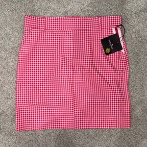 NWT Belyn Key Women's Golf Skort Pink + White Pattern